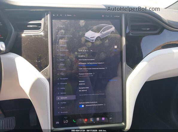 5YJXCBE27LF239093 2020 TESLA MODEL X White 