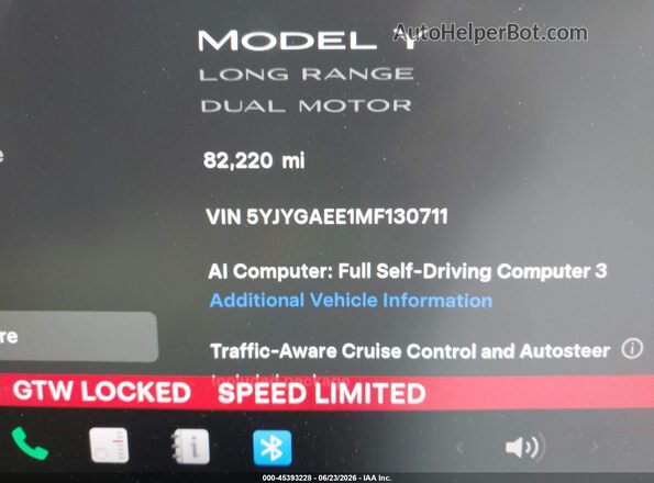 5YJYGAEE1MF130711 2021 TESLA MODEL Y White Widok tylnych siedzeń
