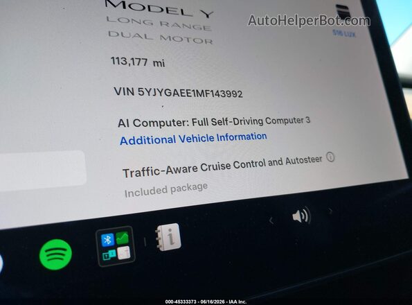 5YJYGAEE1MF143992 2021 TESLA MODEL Y Черный Вид задних сидений