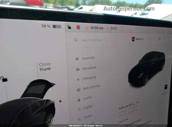 5YJYGAEE1MF143992 2021 TESLA MODEL Y Черный 