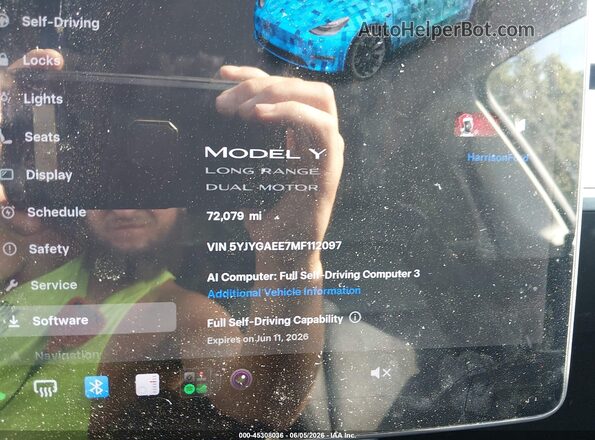5YJYGAEE7MF112097 2021 TESLA MODEL Y Blue Widok wnętrza 360 stopni