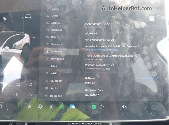 5YJYGDEDXMF103015 2021 TESLA MODEL Y White Панорамний вид салону 360°