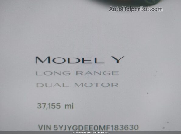5YJYGDEE0MF183630 2021 TESLA MODEL Y Red Widok tylnych siedzeń