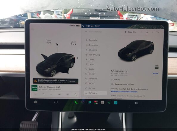 5YJYGDEE1MF105938 2021 TESLA MODEL Y Черный 