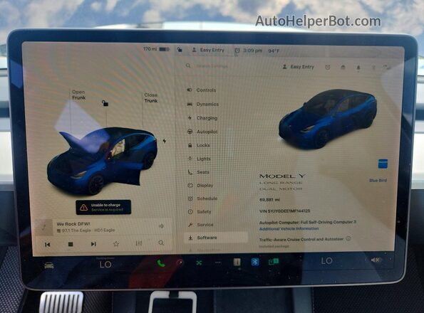 5YJYGDEE1MF144125 2021 TESLA MODEL Синий Вид щитка приборов