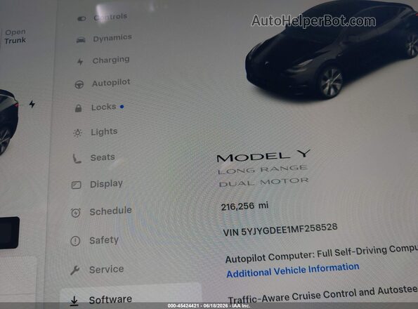 5YJYGDEE1MF258528 2021 TESLA MODEL Y Black უკანა სავარძლების ხედი