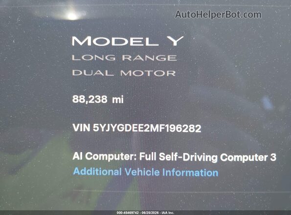 5YJYGDEE2MF196282 2021 TESLA MODEL Y Dark Blue 
