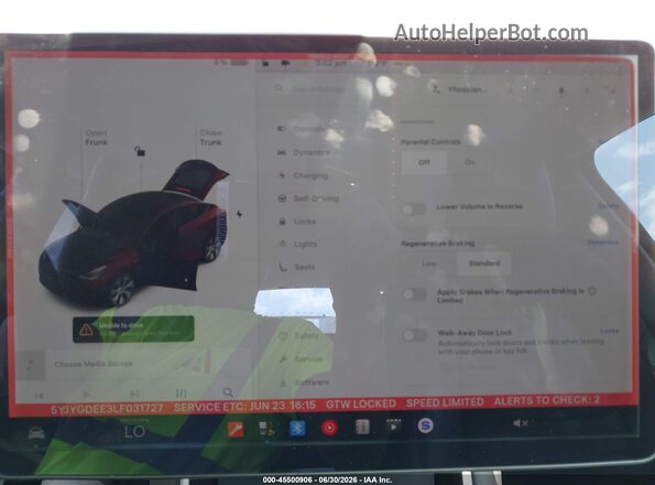 5YJYGDEE3LF031727 2020 TESLA MODEL Y Красный Вид задних сидений