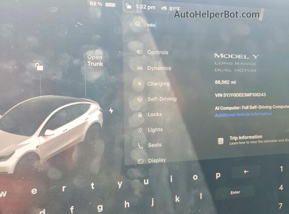 5YJYGDEE3MF108243 2021 TESLA MODEL White Vista del cuadro de instrumentos
