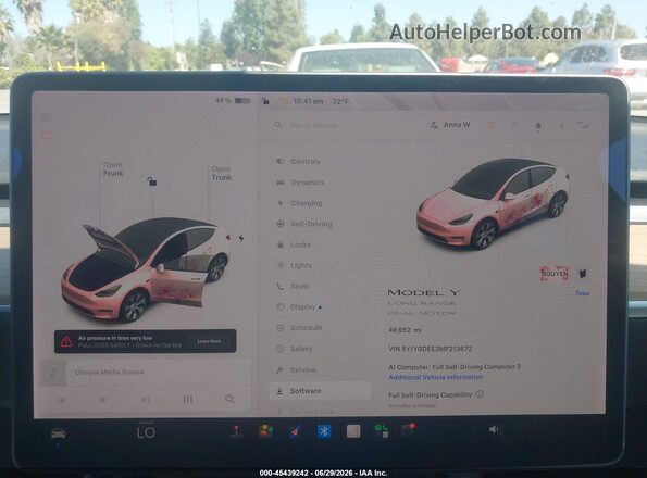 5YJYGDEE3MF213672 2021 TESLA MODEL Y Белый Вид задних сидений