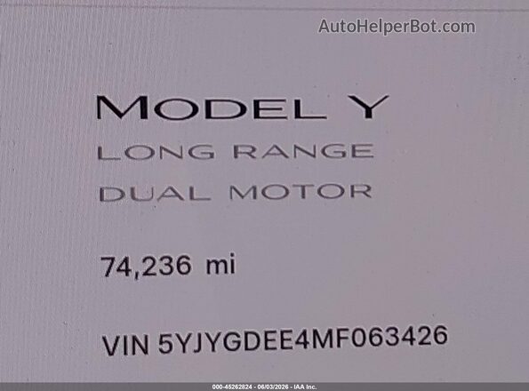 5YJYGDEE4MF063426 2021 TESLA MODEL Y White 