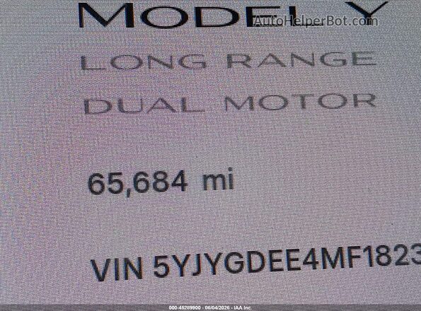 5YJYGDEE4MF182397 2021 TESLA MODEL Y Gray Սալոնի հետևի տեսք
