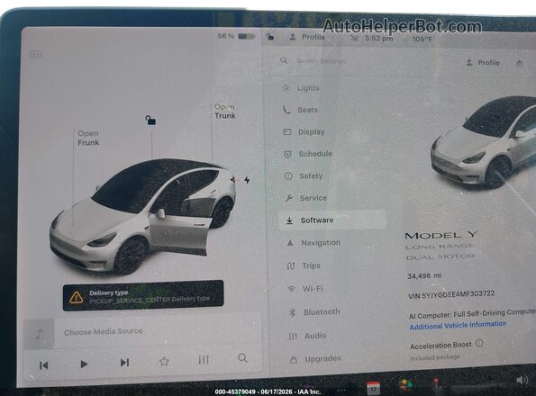 5YJYGDEE4MF303722 2021 TESLA MODEL Y Белый 