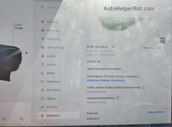 5YJYGDEE5MF089632 2021 TESLA MODEL Black Սարքավորումների վահանակի տեսք
