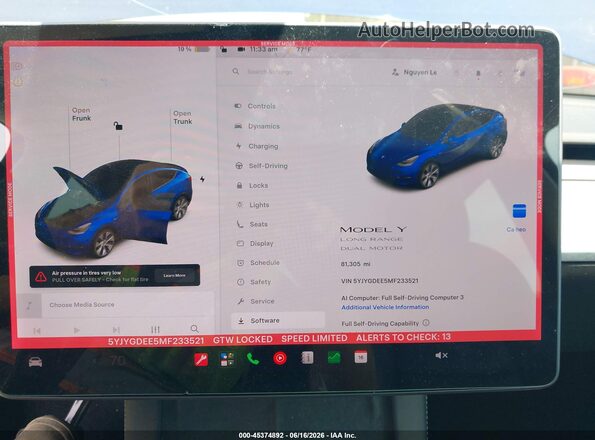 5YJYGDEE5MF233521 2021 TESLA MODEL Y Blue Вид задніх сидінь