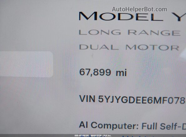 5YJYGDEE6MF078624 2021 TESLA MODEL Y Blue 