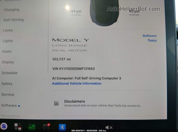 5YJYGDEE6MF131662 2021 TESLA MODEL Y Black უკანა სავარძლების ხედი