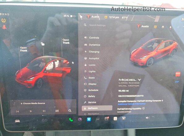5YJYGDEE6MF230773 2021 TESLA MODEL Red Սարքավորումների վահանակի տեսք