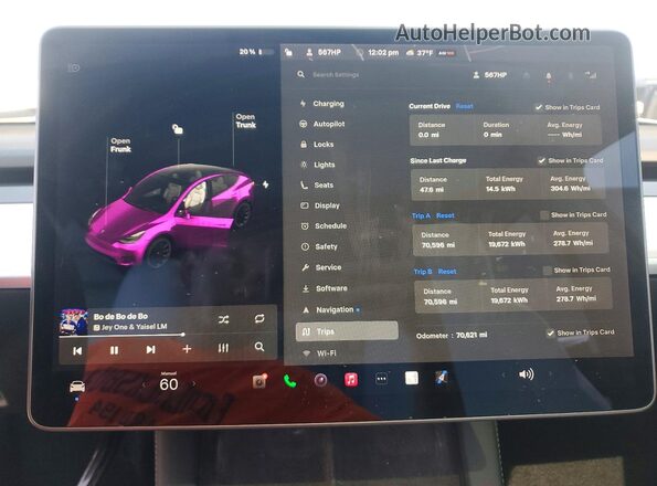 5YJYGDEE6MF294571 2021 TESLA MODEL White Vista del cuadro de instrumentos