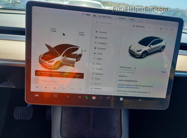 5YJYGDEE8MF181009 2021 TESLA MODEL White ხელსაწყოთა პანელის ხედი