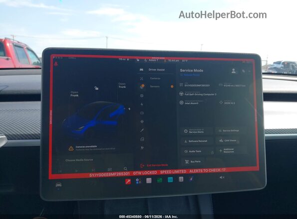5YJYGDEE8MF265301 2021 TESLA MODEL Y Синий 