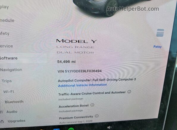 5YJYGDEE9LF036494 2020 TESLA MODEL Gray Սարքավորումների վահանակի տեսք