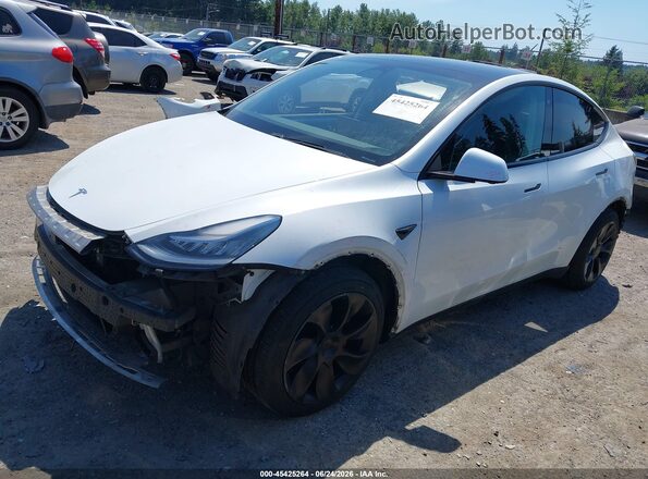 5YJYGDEE9LF052842 2020 TESLA MODEL Y White წინა მარცხენა ხედი სამი მეოთხედიდან