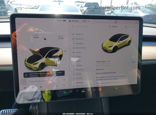 5YJYGDEE9MF287646 2021 TESLA MODEL Y Blue Հետևի նստատեղերի տեսք