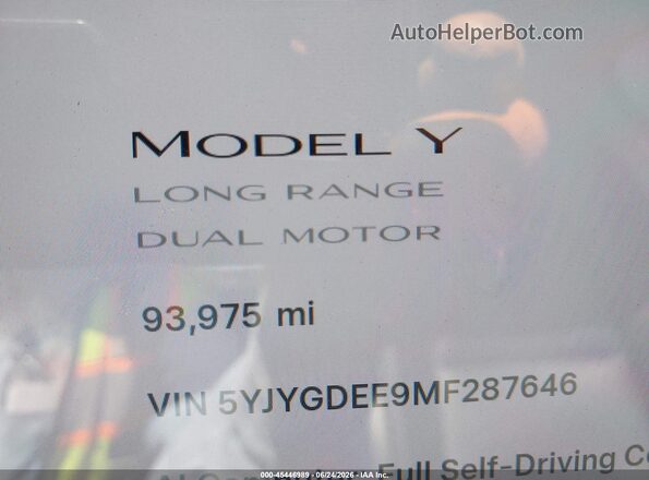 5YJYGDEE9MF287646 2021 TESLA MODEL Y Blue Սալոնի 360 աստիճան տեսք