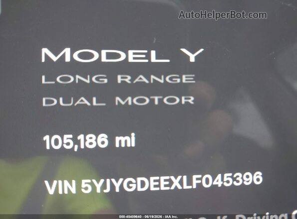 5YJYGDEEXLF045396 2020 TESLA MODEL Y Серый Вид задних сидений