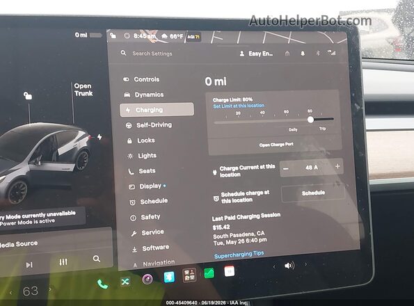 5YJYGDEEXLF045396 2020 TESLA MODEL Y Серый 
