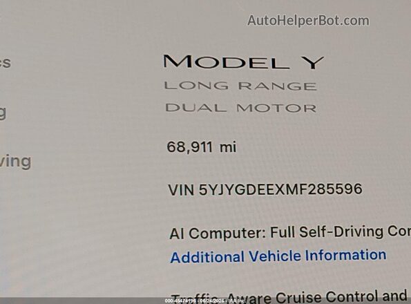 5YJYGDEEXMF285596 2021 TESLA MODEL Y Серый 