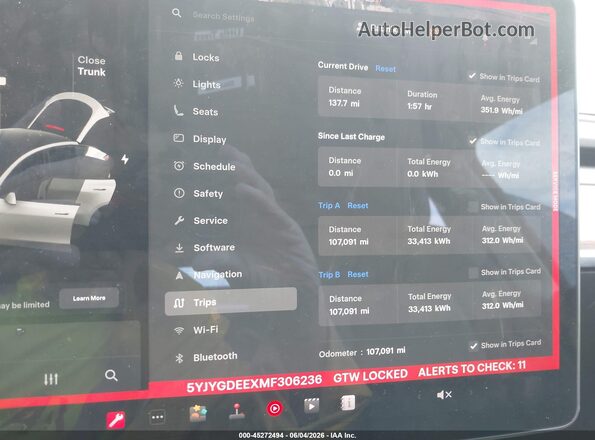 5YJYGDEEXMF306236 2021 TESLA MODEL Y White Widok tylnych siedzeń