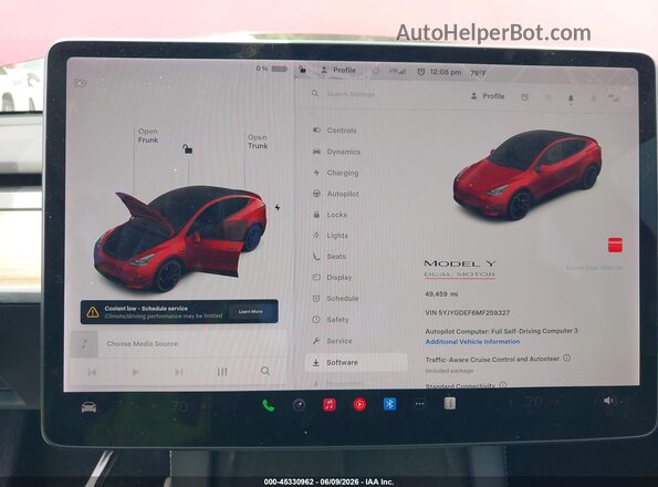 5YJYGDEF6MF259327 2021 TESLA MODEL Y Red Вид задніх сидінь
