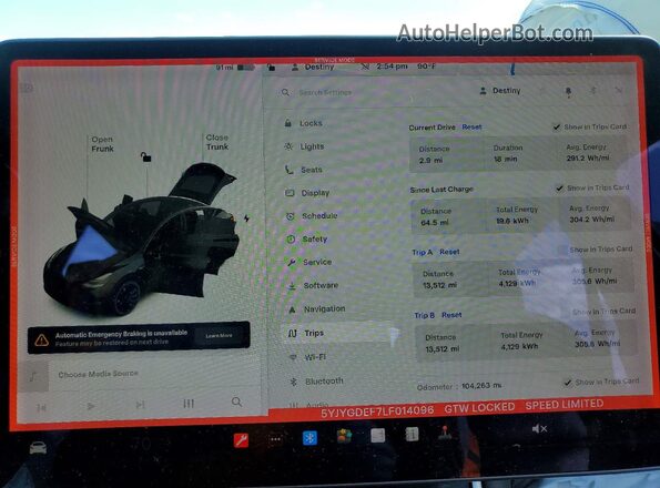 5YJYGDEF7LF014096 2020 TESLA MODEL Black Սարքավորումների վահանակի տեսք