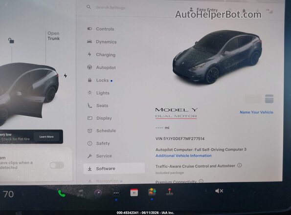 5YJYGDEF7MF277514 2021 TESLA MODEL Y Серый Вид задних сидений