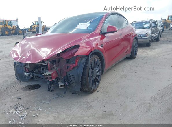 5YJYGDEF9LF039680 2020 TESLA MODEL Y Red წინა მარცხენა ხედი სამი მეოთხედიდან
