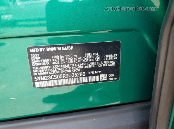 5YM23CS05R9U35286 2024 BMW OTHER Зеленый 