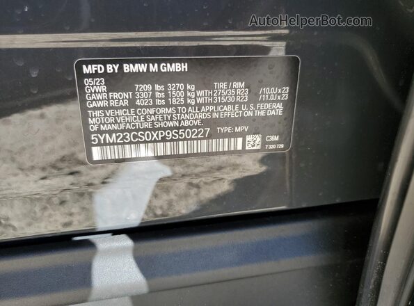 5YM23CS0XP9S50227 2023 BMW OTHER Gray VIN կոդի պիտակի տեսք