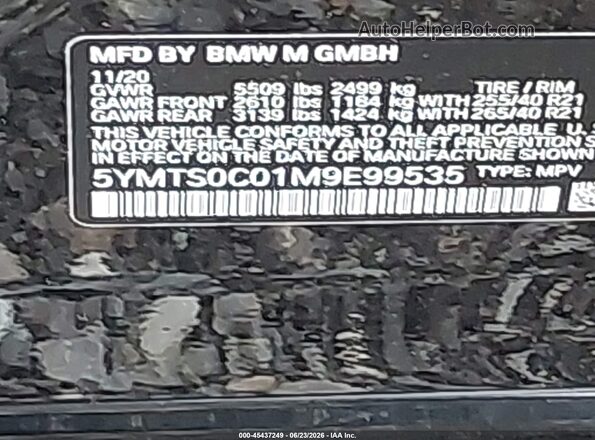 5YMTS0C01M9E99535 2021 BMW X3 Black Vista del compartimento del motor
