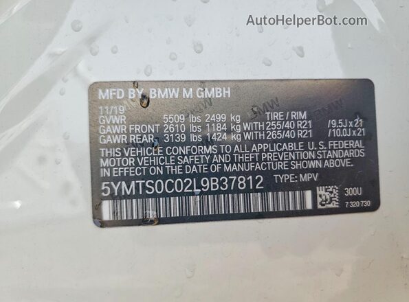 5YMTS0C02L9B37812 2020 BMW X3 White Շարժիչի բաժամունքի տեսք