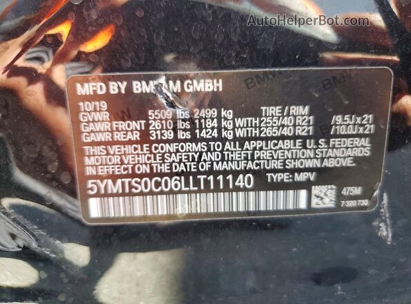 5YMTS0C06LLT11140 2020 BMW X3 Black 