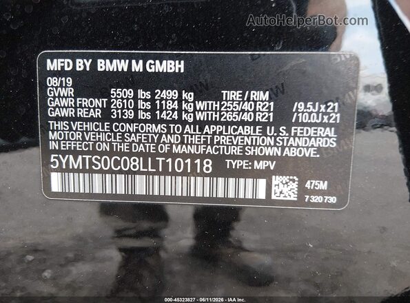 5YMTS0C08LLT10118 2020 BMW X3 Черный 