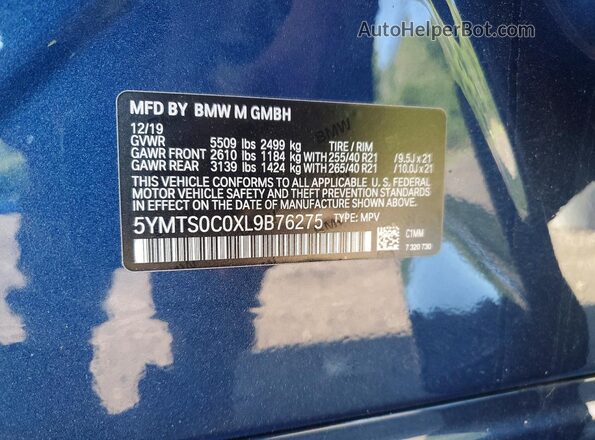 5YMTS0C0XL9B76275 2020 BMW X3 Blue 