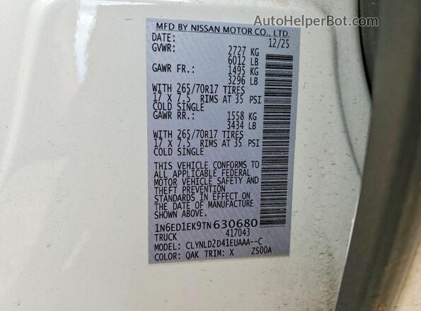 1N6ED1EK9TN630680 2026 NISSAN FRONTIER White 