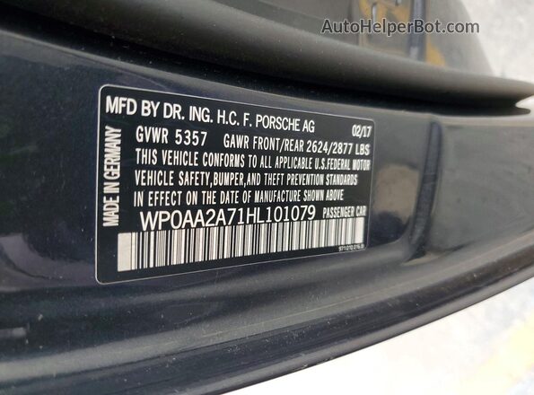 WP0AA2A71HL101079 2017 PORSCHE PANAMERA Charcoal Սալոնի 360 աստիճան տեսք