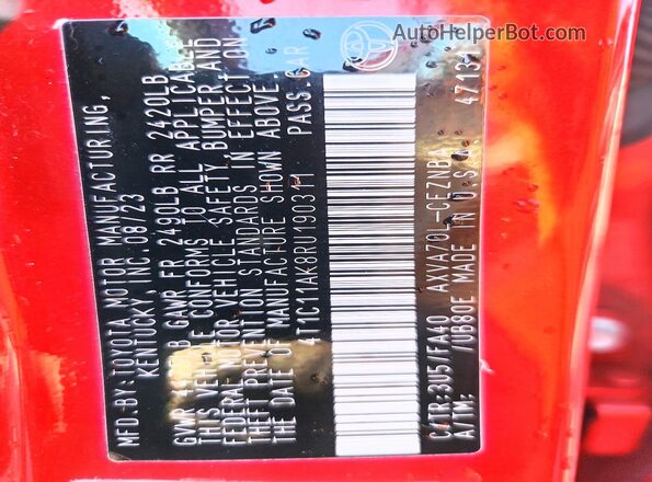 4T1C11AK8RU190311 2024 TOYOTA CAMRY Красный 