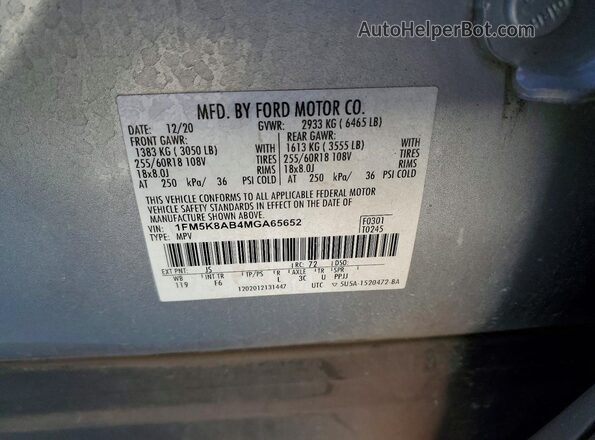 1FM5K8AB4MGA65652 2021 FORD EXPLORER Silver Widok wnętrza 360 stopni