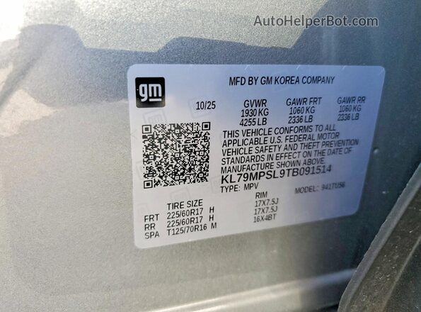 KL79MPSL9TB091514 2026 CHEVROLET TRAILBLAZER Silver 