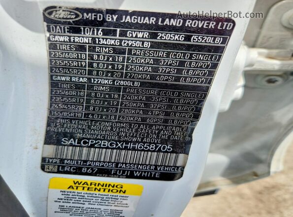 SALCP2BGXHH658705 2017 LAND ROVER DISCOVERY White 